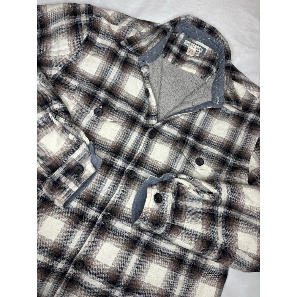 Carbon 2 Cobalt Fleece Lined Blue Plaid Button Up Jac-Shirt Shacket‎ Medium Tall